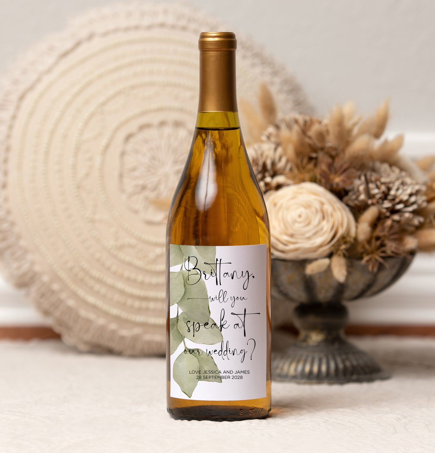 Eucalyptus Will You Speak at Our Wedding Wine Label (Blst)