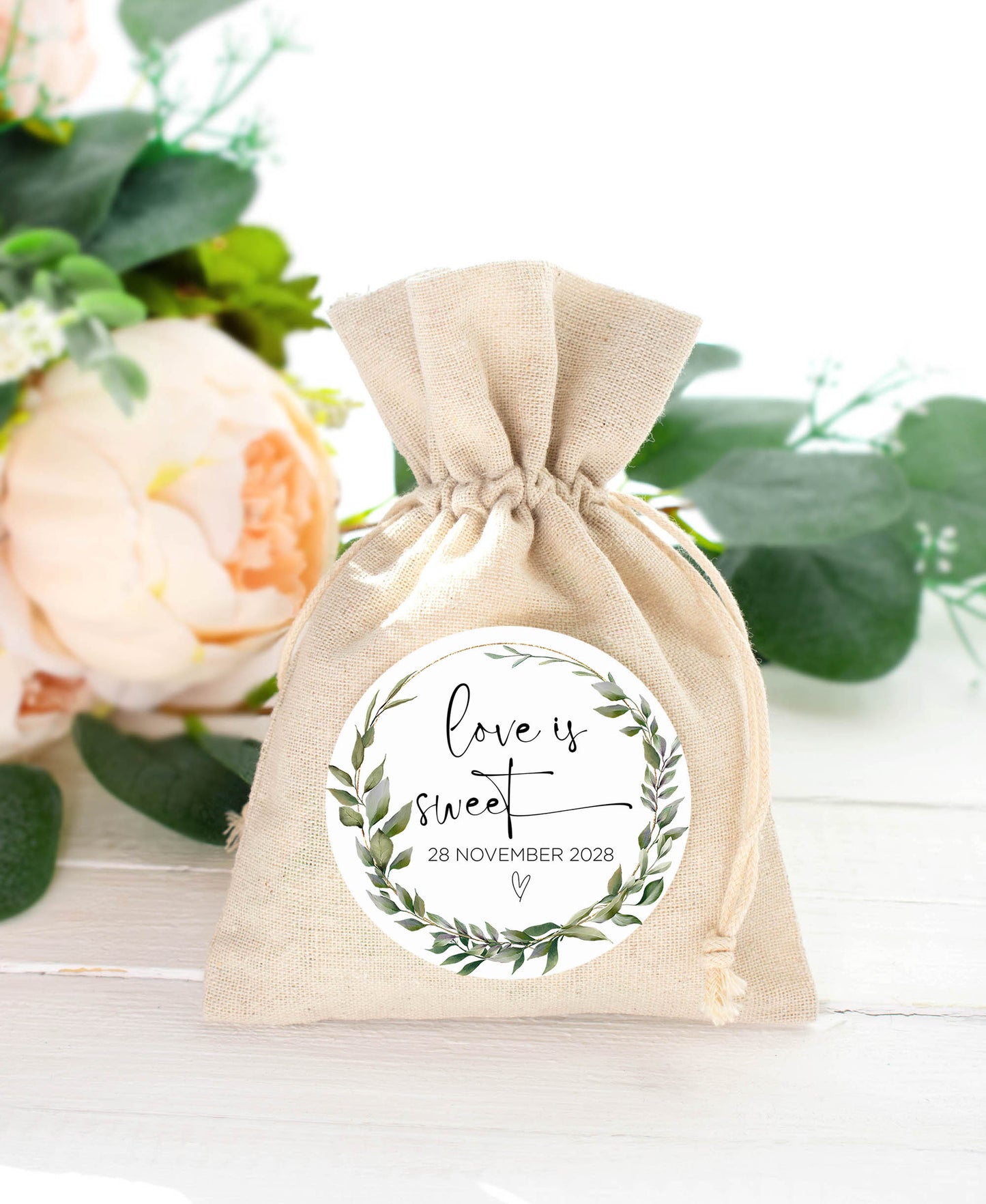 Eucalyptus Love is Sweet Wedding Favour Thank You Stickers (Blst)