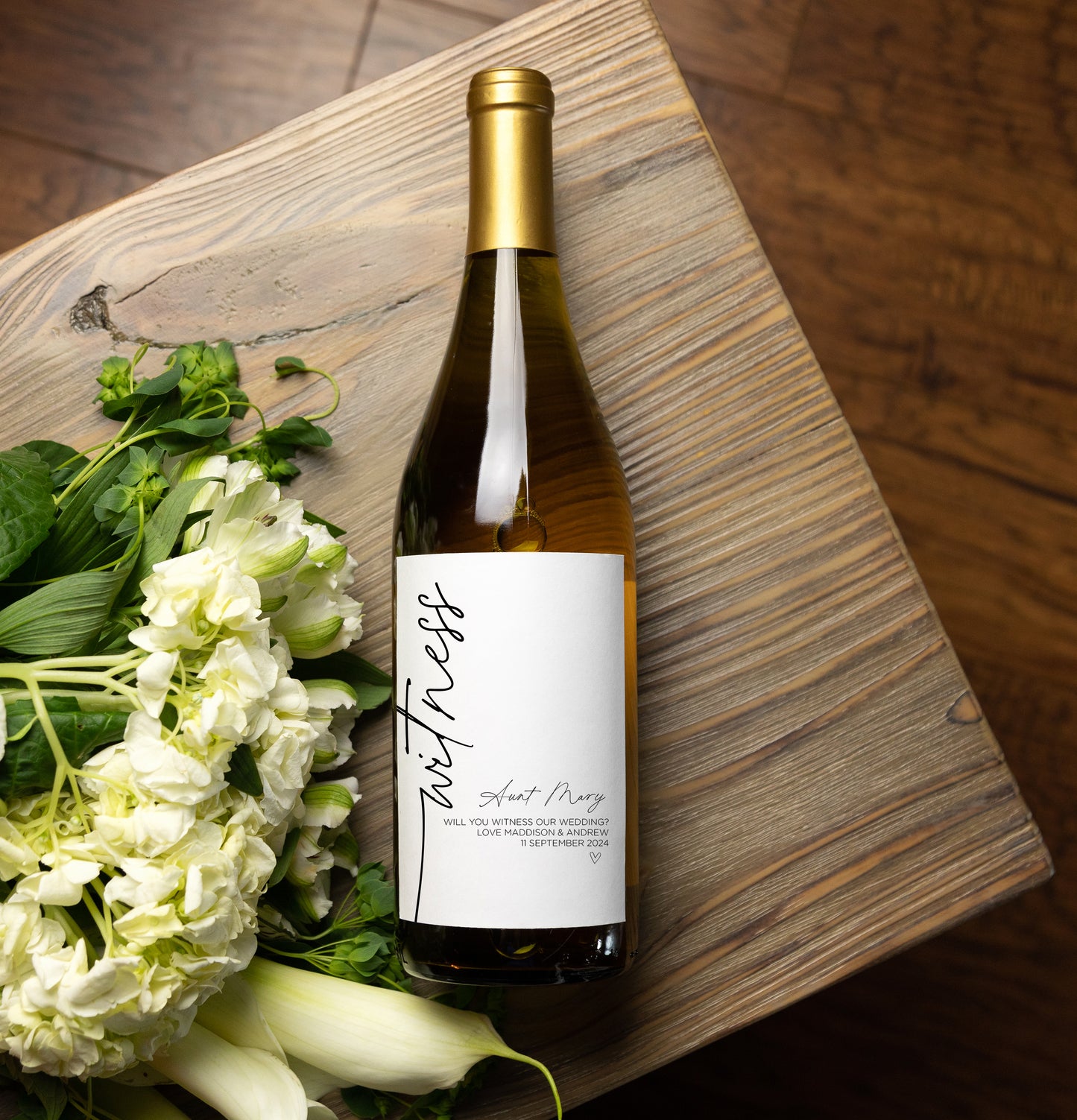 Modern Will Be Our Witness Wedding Wine Label (PM)