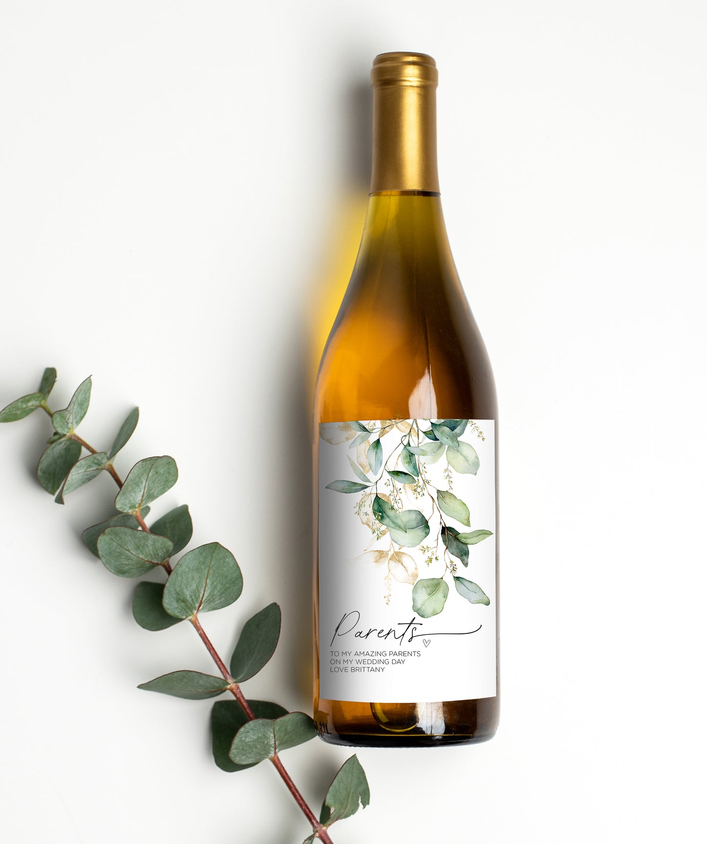 Eucalyptus To My Parents on My Wedding Day Wine Label (PM)