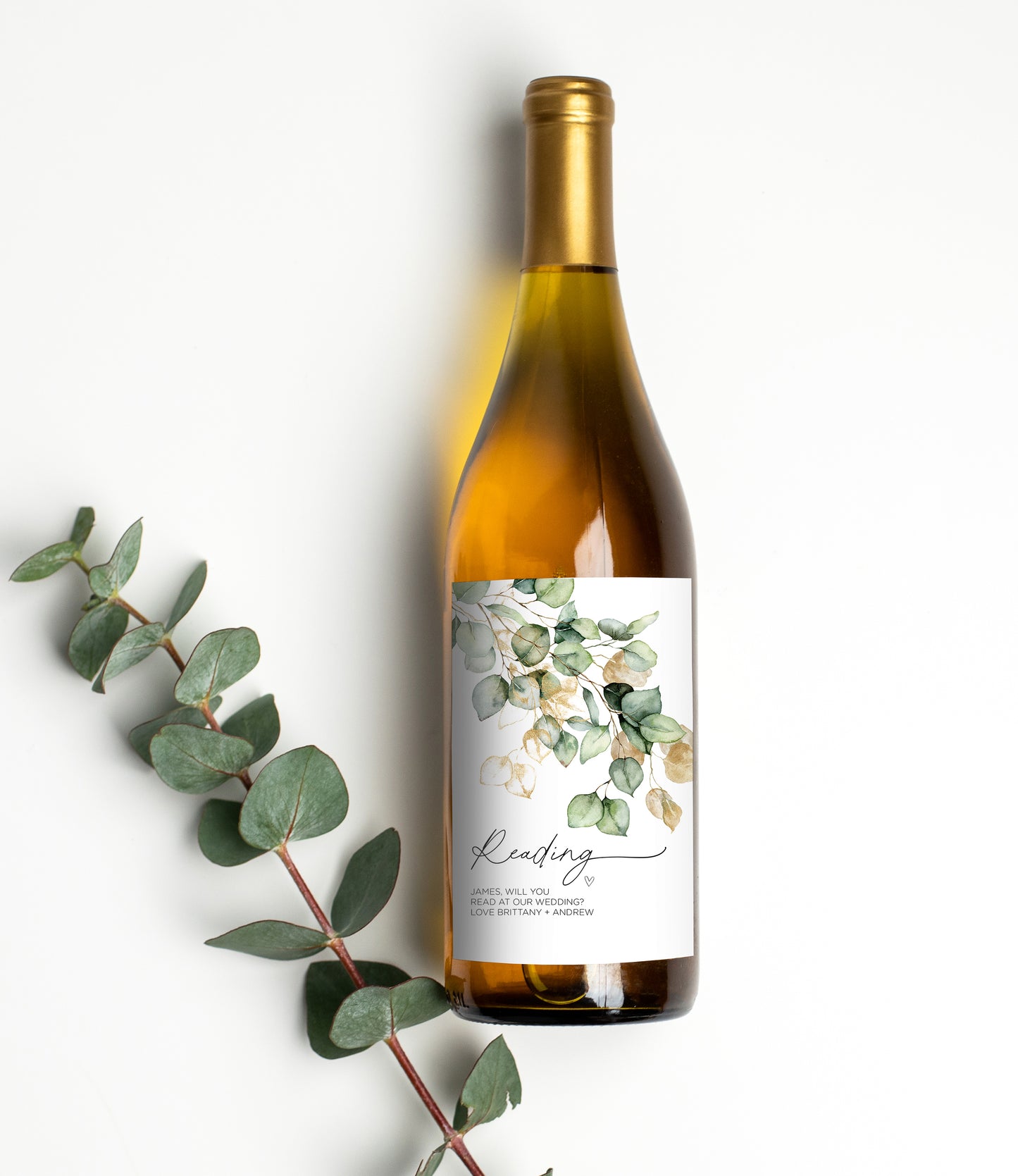 Eucalyptus Will You Read at Our Wedding Wine Label (PM)