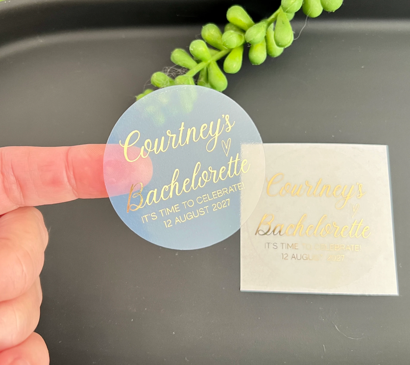 Gold Foil Bachelorette Wedding Favour Stickers (Stoic)