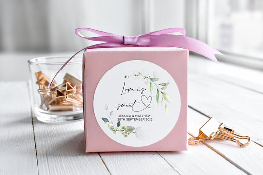 Eucalyptus Love is Sweet Wedding Favour Thank You Stickers (Ama)