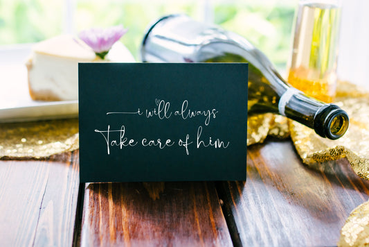 I Will Always Take Care of Him Wedding Day Card (Blast)