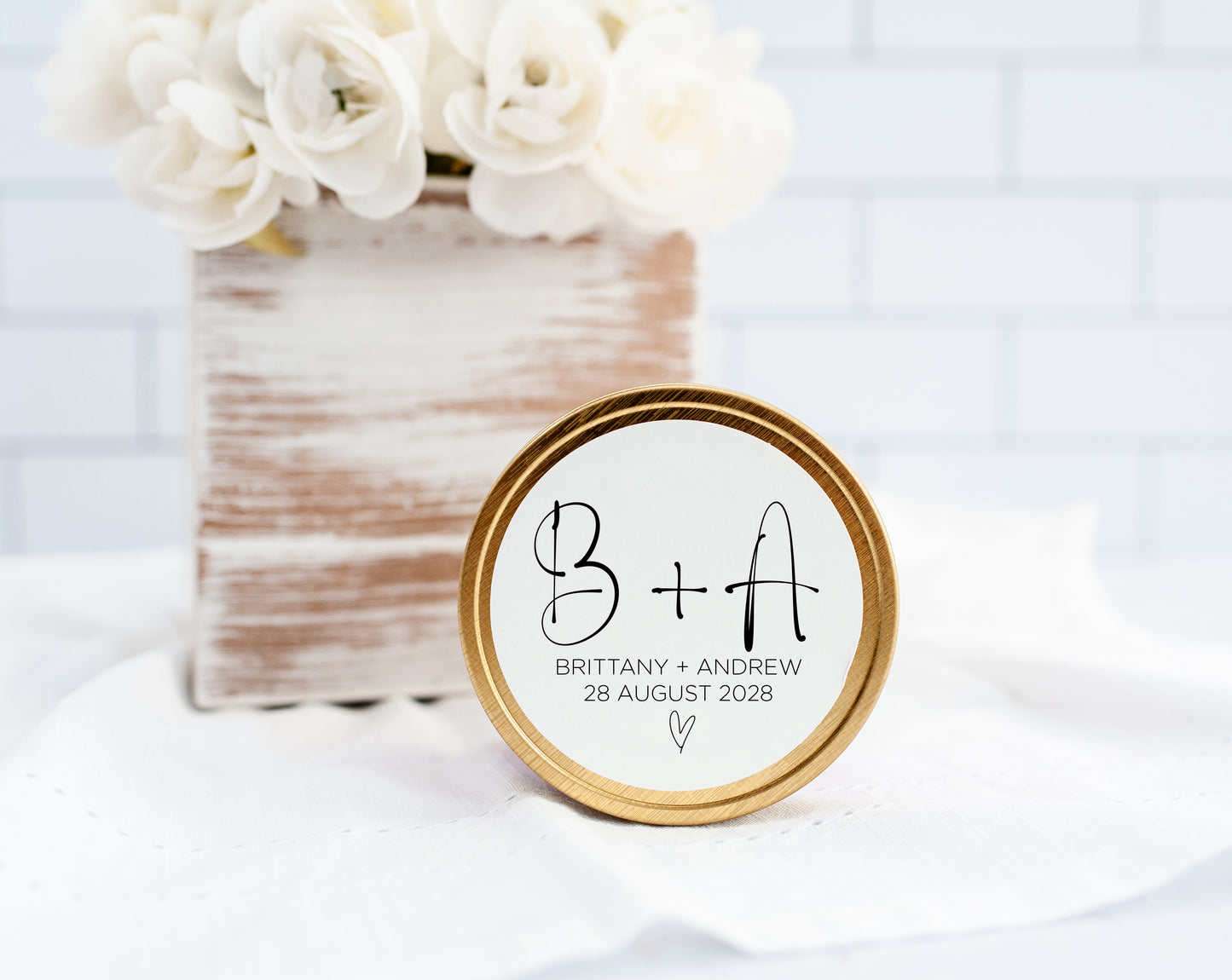 Bride and Groom Initials Wedding Favour Thank You Stickers (Blst)