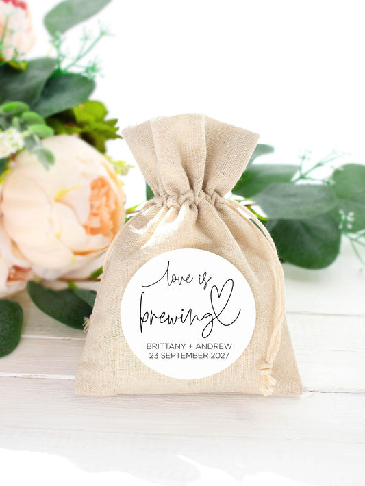 Love is Brewing Wedding Favour Thank You Stickers (Bold)