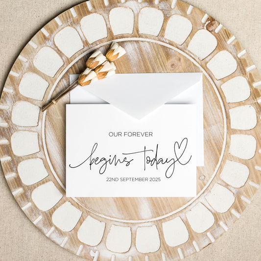 Our Forever Begins Today Bride Groom Wedding Day Card (Bould)