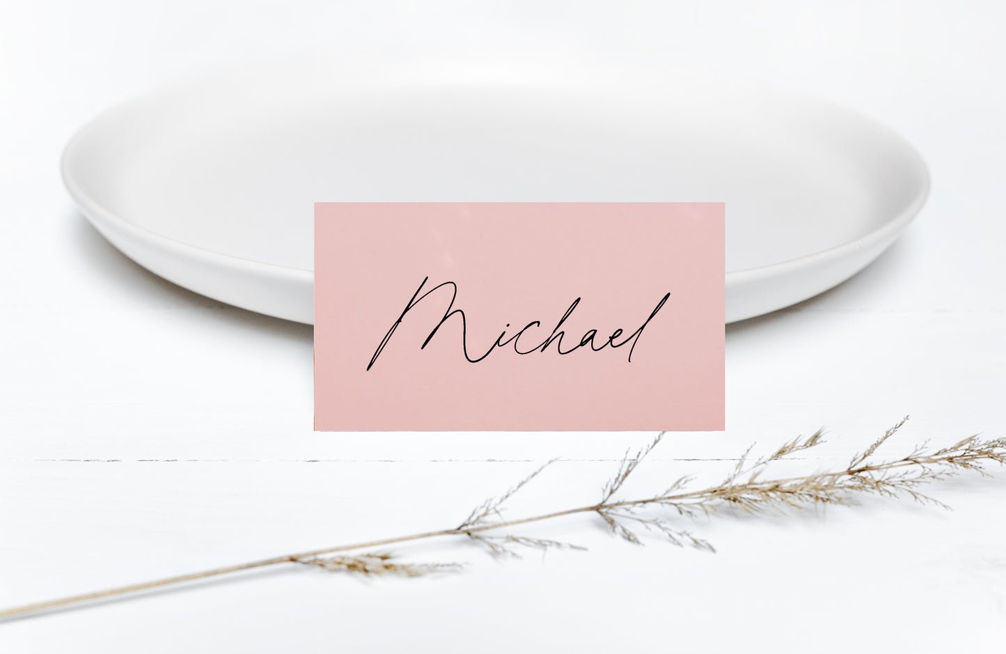 Pink Blush Calligraphy Style Place Cards - Tent Fold Style