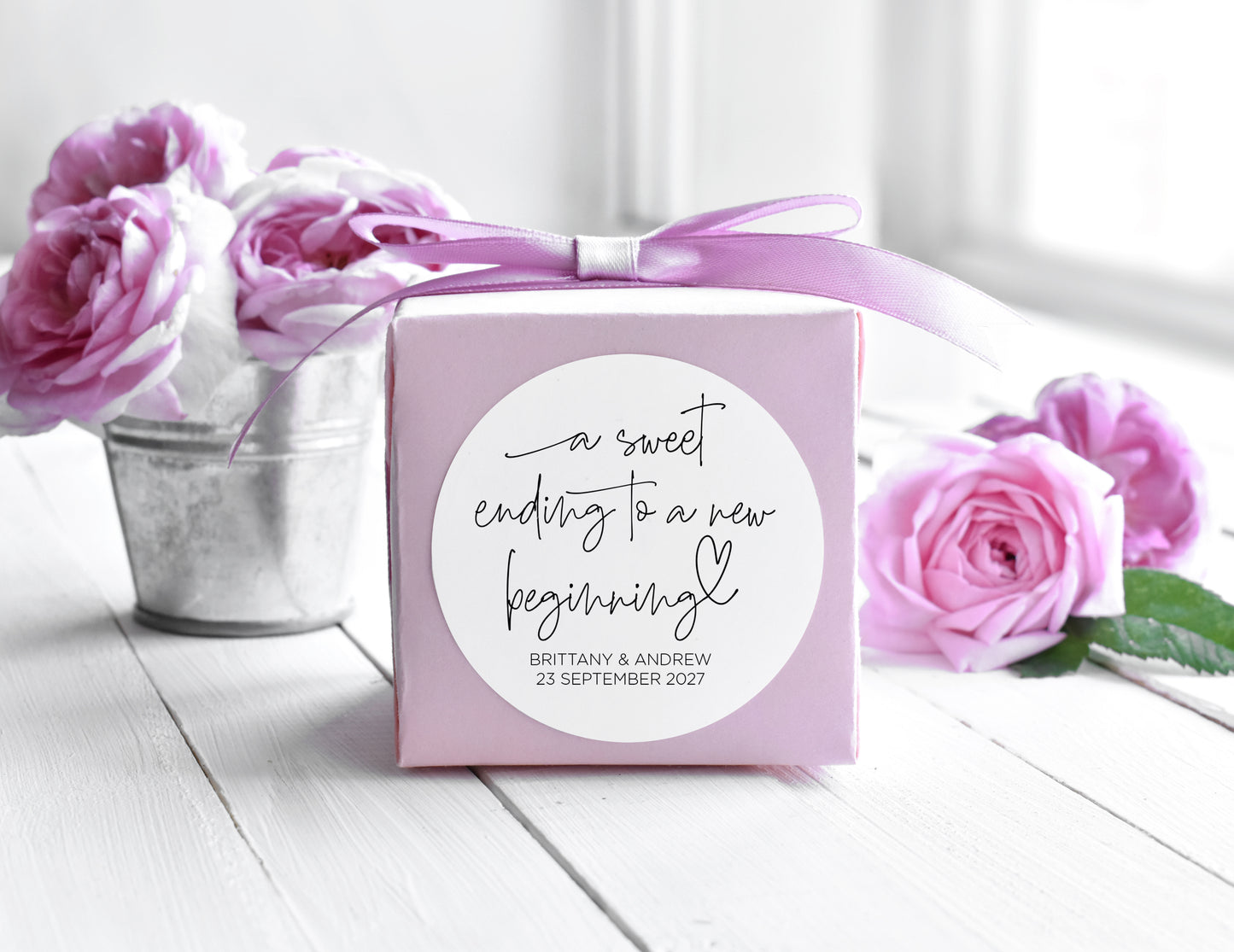 A Sweet Beginning Wedding Favour Thank You Stickers (Bold)