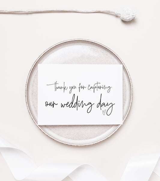 Thank You for Capturing Our Wedding Day Photographer Card (Bould)