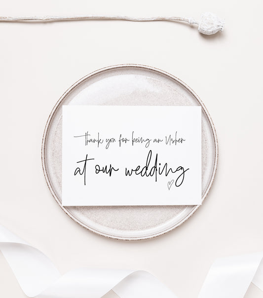 Thank You for Being an Usher at Our Wedding Day Card (Bould)