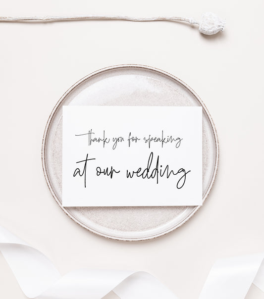 Thank You for Speaking at Our Wedding Day Card (Bould)