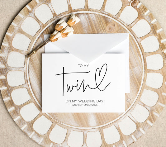 To My Twin on My Day Wedding Card (Bould)