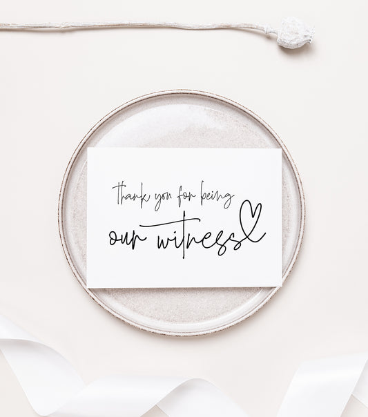 Thank You for Being a Witness at Our Wedding Day Card (Bould)